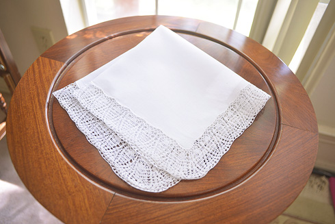 Jumbo Large Lace Handkerchief. 20x20".